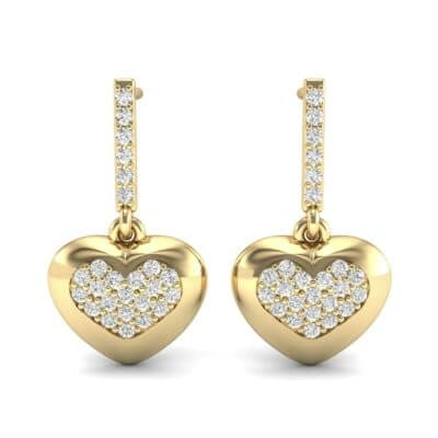 Pave Heart Diamond Drop Earrings (0.5 CTW) Side View