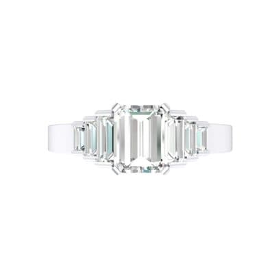 Stepped Baguette Crystal Engagement Ring (0.6 CTW) Top Flat View