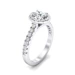 Oval Halo Crystal Engagement Ring (0.91 CTW) Perspective View
