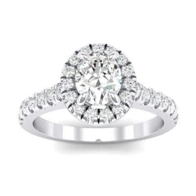 Oval Halo Crystal Engagement Ring (0.91 CTW) Top Dynamic View