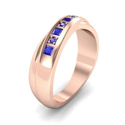 Overlapping Band Blue Sapphire Wedding Ring (0.46 CTW) Perspective View