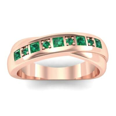 Overlapping Band Emerald Wedding Ring (0.46 CTW) Top Dynamic View