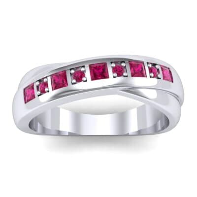 Overlapping Band Ruby Wedding Ring (0.46 CTW) Top Dynamic View