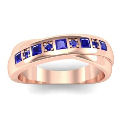 Overlapping Band Blue Sapphire Wedding Ring (0.46 CTW) Top Dynamic View