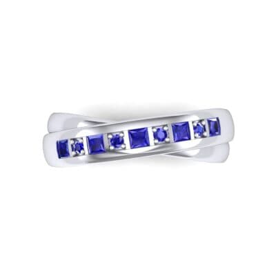 Overlapping Band Blue Sapphire Wedding Ring (0.46 CTW) Top Flat View