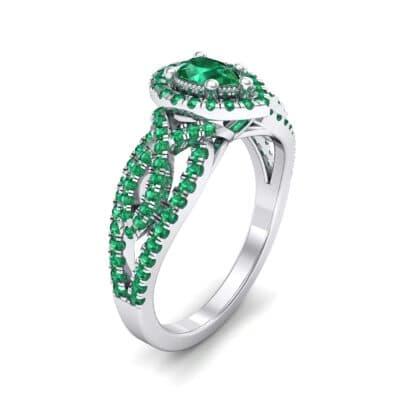 Pave Infinity Pear Halo Emerald Engagement Ring (1.36 CTW) Perspective View