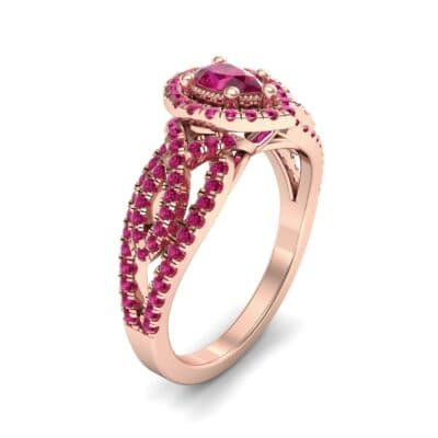 Pave Infinity Pear Halo Ruby Engagement Ring (1.36 CTW) Perspective View