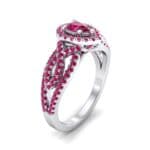 Pave Infinity Pear Halo Ruby Engagement Ring (1.36 CTW) Perspective View