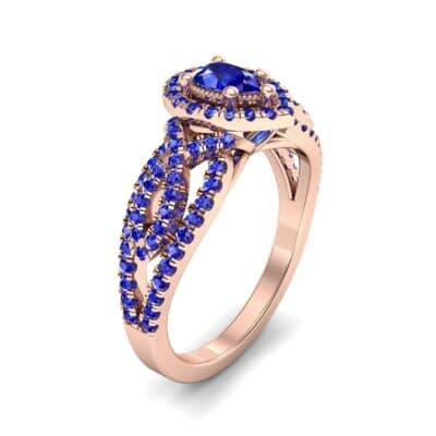 Pave Infinity Pear Halo Blue Sapphire Engagement Ring (1.36 CTW) Perspective View