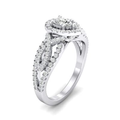 Pave Infinity Pear Halo Crystal Engagement Ring (1.12 CTW) Perspective View