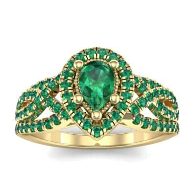 Pave Infinity Pear Halo Emerald Engagement Ring (1.36 CTW) Top Dynamic View