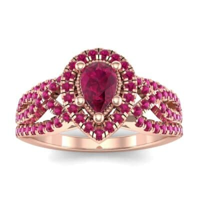 Pave Infinity Pear Halo Ruby Engagement Ring (1.36 CTW) Top Dynamic View