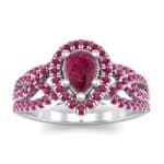 Pave Infinity Pear Halo Ruby Engagement Ring (1.36 CTW) Top Dynamic View