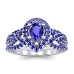 Pave Infinity Pear Halo Blue Sapphire Engagement Ring (1.36 CTW) Top Dynamic View