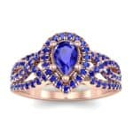 Pave Infinity Pear Halo Blue Sapphire Engagement Ring (1.36 CTW) Top Dynamic View