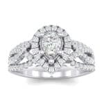 Pave Infinity Pear Halo Crystal Engagement Ring (1.12 CTW) Top Dynamic View