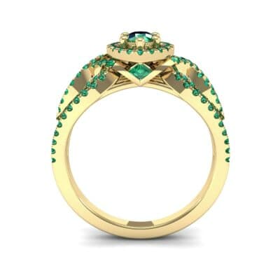 Pave Infinity Pear Halo Emerald Engagement Ring (1.36 CTW) Side View