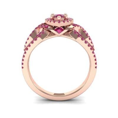 Pave Infinity Pear Halo Ruby Engagement Ring (1.36 CTW) Side View