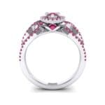 Pave Infinity Pear Halo Ruby Engagement Ring (1.36 CTW) Side View