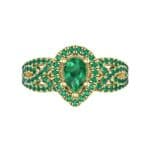 Pave Infinity Pear Halo Emerald Engagement Ring (1.36 CTW) Top Flat View