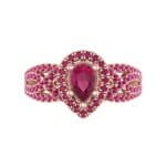 Pave Infinity Pear Halo Ruby Engagement Ring (1.36 CTW) Top Flat View