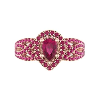 Pave Infinity Pear Halo Ruby Engagement Ring (1.36 CTW) Top Flat View