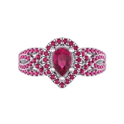 Pave Infinity Pear Halo Ruby Engagement Ring (1.36 CTW) Top Flat View
