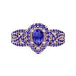 Pave Infinity Pear Halo Blue Sapphire Engagement Ring (1.36 CTW) Top Flat View