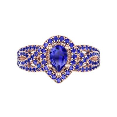 Pave Infinity Pear Halo Blue Sapphire Engagement Ring (1.36 CTW) Top Flat View