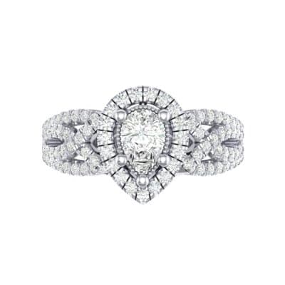 Pave Infinity Pear Halo Diamond Engagement Ring (1.12 CTW) Top Flat View