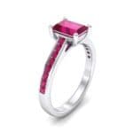 Emerald Cut Channel-Set Ruby Engagement Ring (0.72 CTW) Perspective View