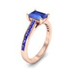 Emerald Cut Channel-Set Blue Sapphire Engagement Ring (0.72 CTW) Perspective View