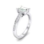 Emerald Cut Channel-Set Crystal Engagement Ring (0.72 CTW) Perspective View