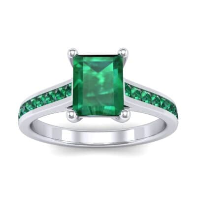 Emerald Cut Channel-Set Emerald Engagement Ring (0.72 CTW) Top Dynamic View