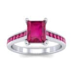 Emerald Cut Channel-Set Ruby Engagement Ring (0.72 CTW) Top Dynamic View