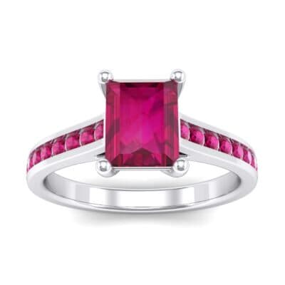 Emerald Cut Channel-Set Ruby Engagement Ring (0.72 CTW) Top Dynamic View