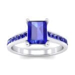 Emerald Cut Channel-Set Blue Sapphire Engagement Ring (0.72 CTW) Top Dynamic View