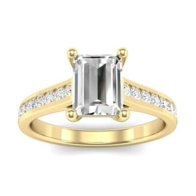 Emerald Cut Channel-Set Diamond Engagement Ring (0.72 CTW) Top Dynamic View