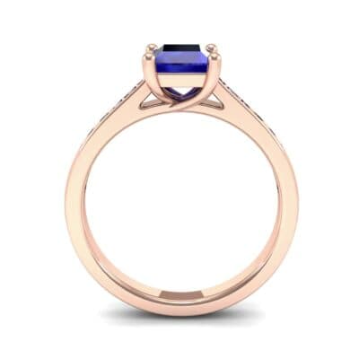 Emerald Cut Channel-Set Blue Sapphire Engagement Ring (0.72 CTW) Side View