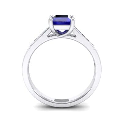 Emerald Cut Channel-Set Blue Sapphire Engagement Ring (0.72 CTW) Side View