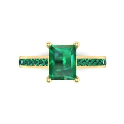 Emerald Cut Channel-Set Emerald Engagement Ring (0.72 CTW) Top Flat View