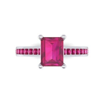 Emerald Cut Channel-Set Ruby Engagement Ring (0.72 CTW) Top Flat View