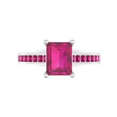 Emerald Cut Channel-Set Ruby Engagement Ring (0.72 CTW) Top Flat View