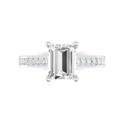 Emerald Cut Channel-Set Crystal Engagement Ring (0.72 CTW) Top Flat View