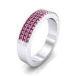 Flat Three-Row Micropave Ruby Ring (0.4 CTW) Perspective View