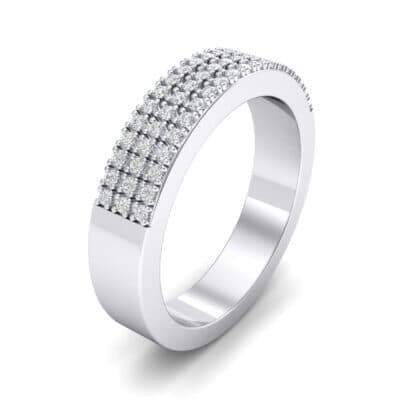 Flat Three-Row Micropave Crystal Ring (0 CTW) Perspective View