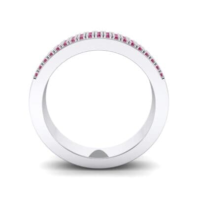 Flat Three-Row Micropave Ruby Ring (0.4 CTW) Side View
