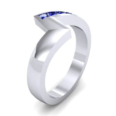 Asymmetrical Channel-Set Blue Sapphire Ring (0.24 CTW) Perspective View