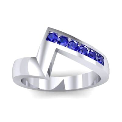 Asymmetrical Channel-Set Blue Sapphire Ring (0.24 CTW) Top Dynamic View