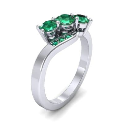 Three-Stone Emerald Bypass Engagement Ring (0.97 CTW) Perspective View